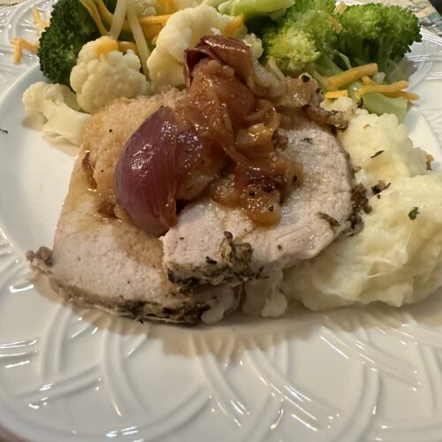 roast pork loin with apples and onions